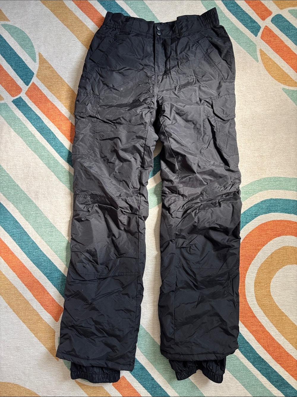 Black Cargo Snow Pants - Insulated Winter Trousers